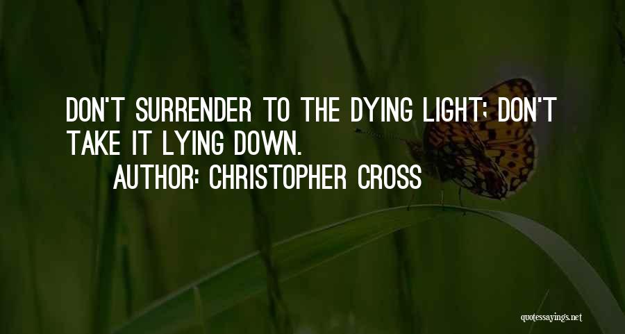 Christopher Cross Quotes: Don't Surrender To The Dying Light; Don't Take It Lying Down.