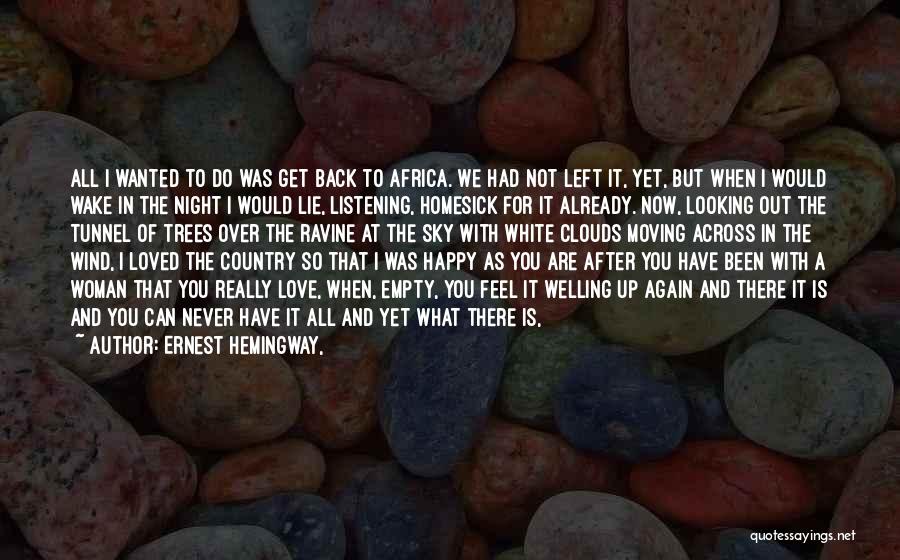 Ernest Hemingway, Quotes: All I Wanted To Do Was Get Back To Africa. We Had Not Left It, Yet, But When I Would
