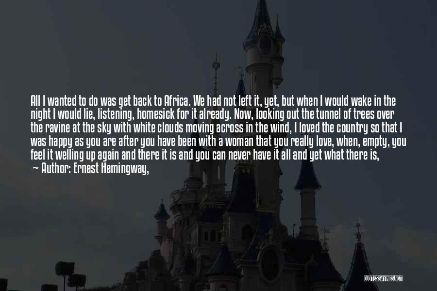 Ernest Hemingway, Quotes: All I Wanted To Do Was Get Back To Africa. We Had Not Left It, Yet, But When I Would