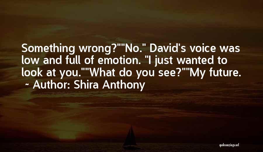 Shira Anthony Quotes: Something Wrong?no. David's Voice Was Low And Full Of Emotion. I Just Wanted To Look At You.what Do You See?my