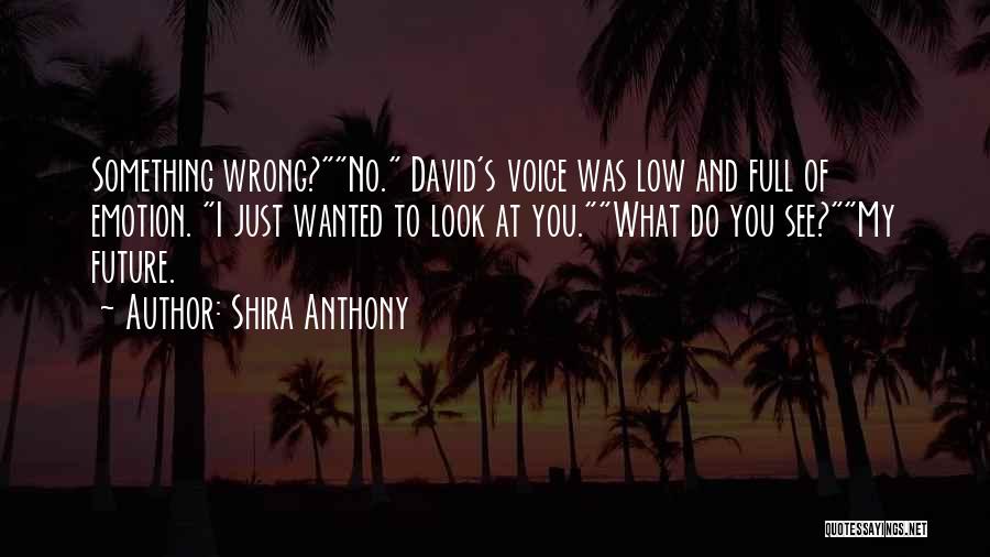 Shira Anthony Quotes: Something Wrong?no. David's Voice Was Low And Full Of Emotion. I Just Wanted To Look At You.what Do You See?my