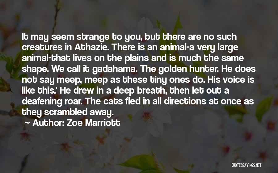 Zoe Marriott Quotes: It May Seem Strange To You, But There Are No Such Creatures In Athazie. There Is An Animal-a Very Large