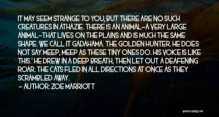 Zoe Marriott Quotes: It May Seem Strange To You, But There Are No Such Creatures In Athazie. There Is An Animal-a Very Large