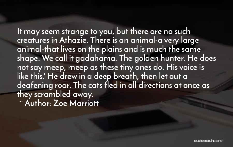 Zoe Marriott Quotes: It May Seem Strange To You, But There Are No Such Creatures In Athazie. There Is An Animal-a Very Large