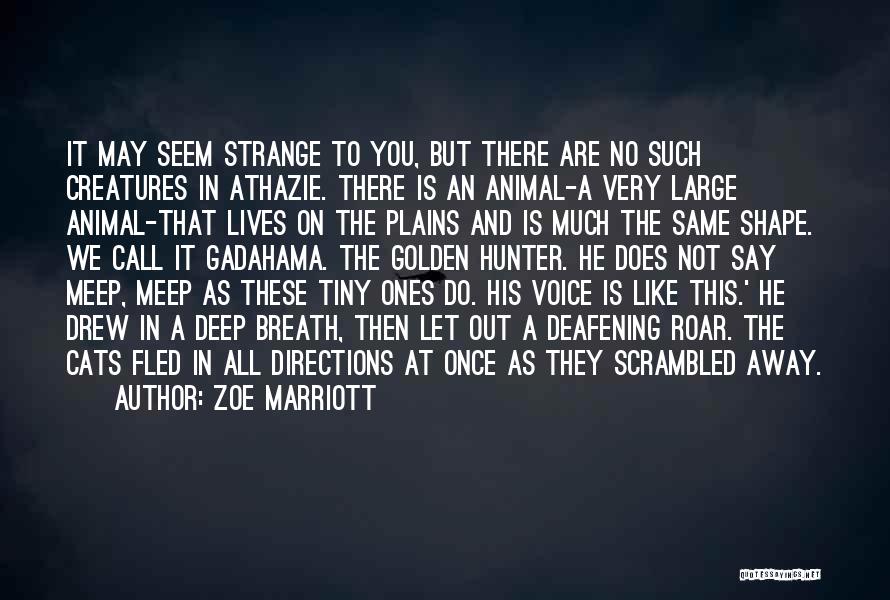 Zoe Marriott Quotes: It May Seem Strange To You, But There Are No Such Creatures In Athazie. There Is An Animal-a Very Large