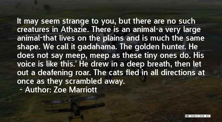 Zoe Marriott Quotes: It May Seem Strange To You, But There Are No Such Creatures In Athazie. There Is An Animal-a Very Large