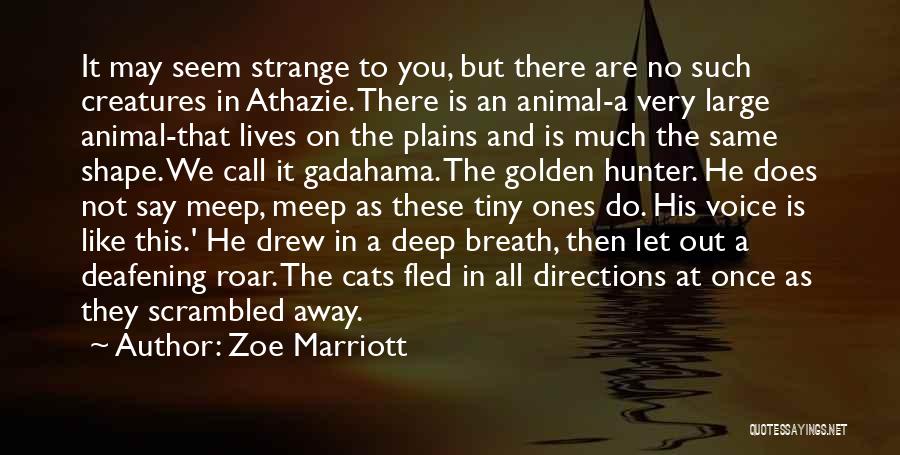 Zoe Marriott Quotes: It May Seem Strange To You, But There Are No Such Creatures In Athazie. There Is An Animal-a Very Large