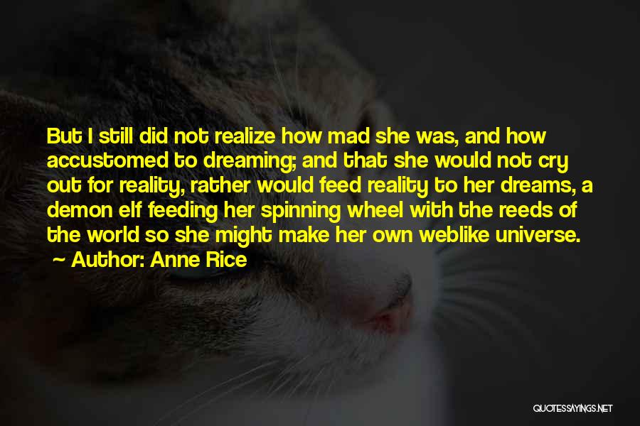 Anne Rice Quotes: But I Still Did Not Realize How Mad She Was, And How Accustomed To Dreaming; And That She Would Not