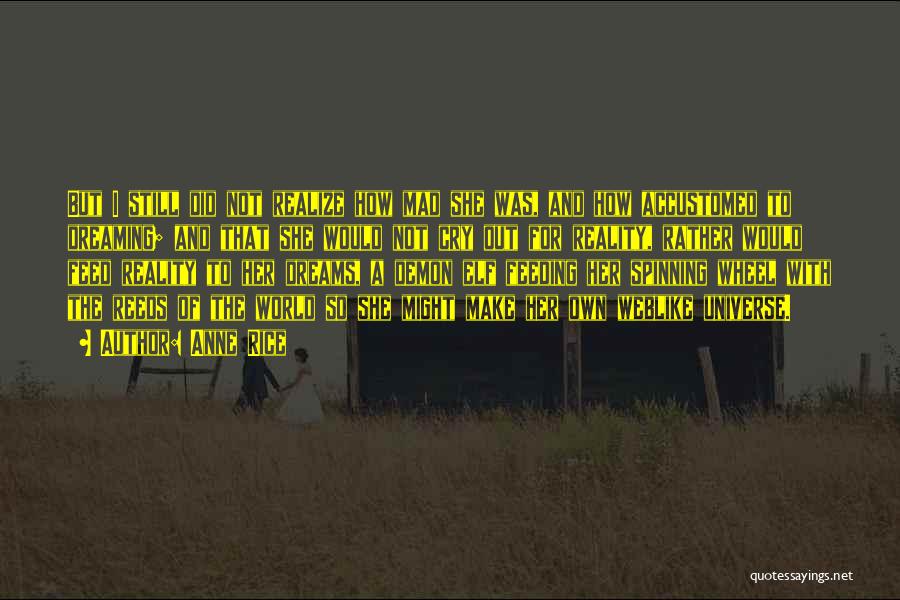 Anne Rice Quotes: But I Still Did Not Realize How Mad She Was, And How Accustomed To Dreaming; And That She Would Not