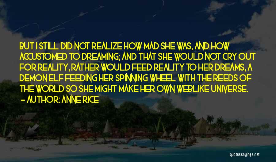 Anne Rice Quotes: But I Still Did Not Realize How Mad She Was, And How Accustomed To Dreaming; And That She Would Not