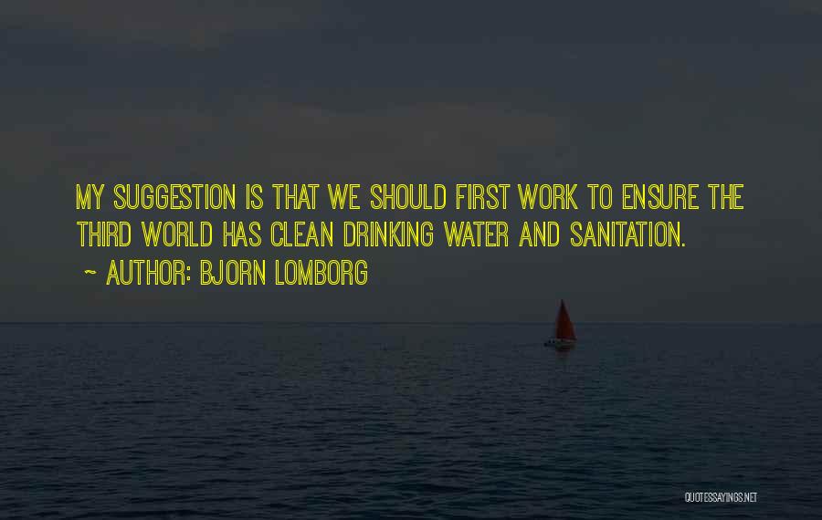 Bjorn Lomborg Quotes: My Suggestion Is That We Should First Work To Ensure The Third World Has Clean Drinking Water And Sanitation.