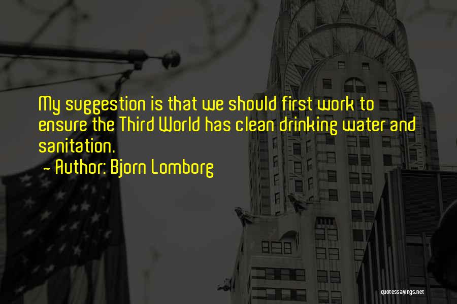 Bjorn Lomborg Quotes: My Suggestion Is That We Should First Work To Ensure The Third World Has Clean Drinking Water And Sanitation.