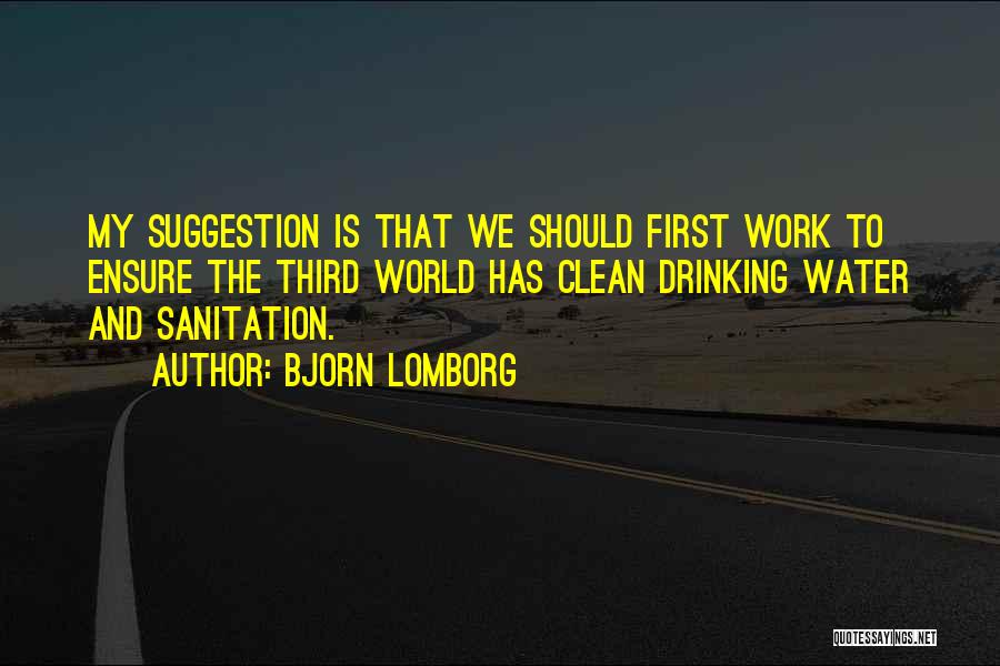 Bjorn Lomborg Quotes: My Suggestion Is That We Should First Work To Ensure The Third World Has Clean Drinking Water And Sanitation.