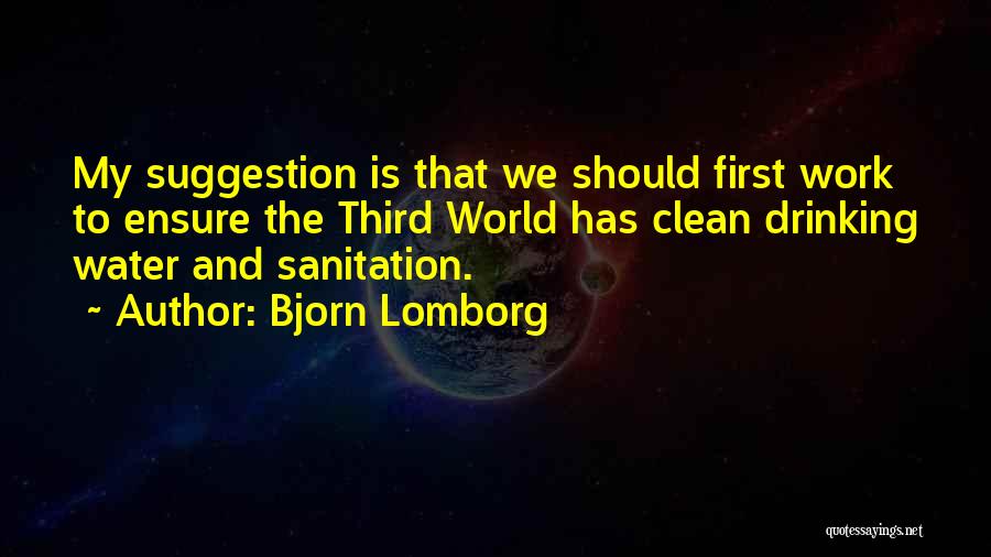 Bjorn Lomborg Quotes: My Suggestion Is That We Should First Work To Ensure The Third World Has Clean Drinking Water And Sanitation.