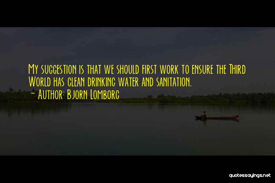 Bjorn Lomborg Quotes: My Suggestion Is That We Should First Work To Ensure The Third World Has Clean Drinking Water And Sanitation.