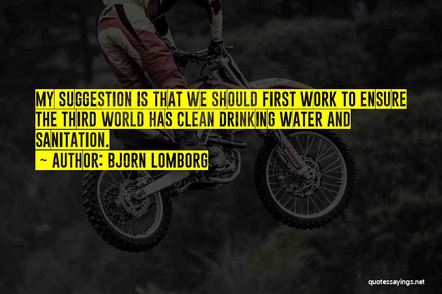 Bjorn Lomborg Quotes: My Suggestion Is That We Should First Work To Ensure The Third World Has Clean Drinking Water And Sanitation.