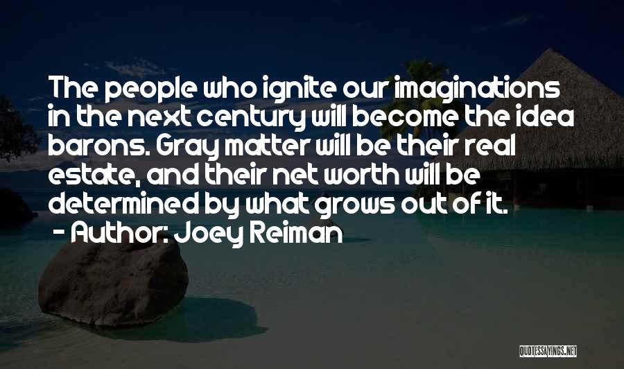 Joey Reiman Quotes: The People Who Ignite Our Imaginations In The Next Century Will Become The Idea Barons. Gray Matter Will Be Their