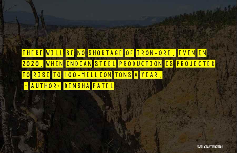 Dinsha Patel Quotes: There Will Be No Shortage Of Iron-ore, Even In 2020, When Indian Steel Production Is Projected To Rise To 100-million