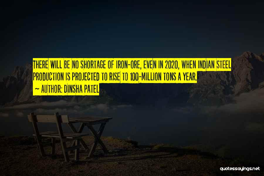 Dinsha Patel Quotes: There Will Be No Shortage Of Iron-ore, Even In 2020, When Indian Steel Production Is Projected To Rise To 100-million
