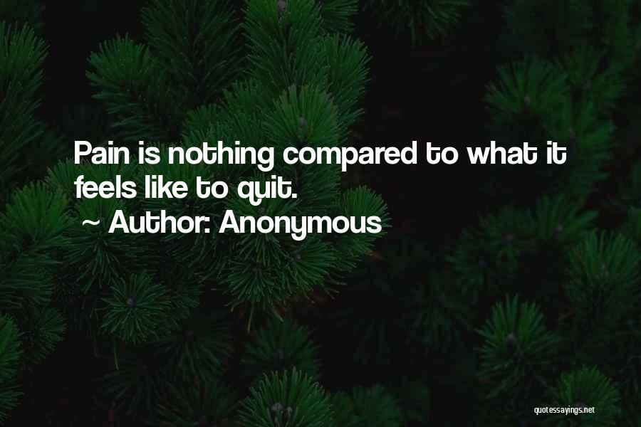 Anonymous Quotes: Pain Is Nothing Compared To What It Feels Like To Quit.