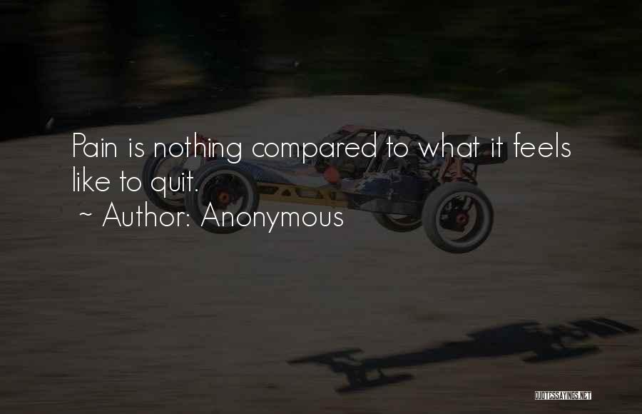 Anonymous Quotes: Pain Is Nothing Compared To What It Feels Like To Quit.