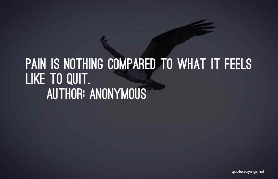 Anonymous Quotes: Pain Is Nothing Compared To What It Feels Like To Quit.