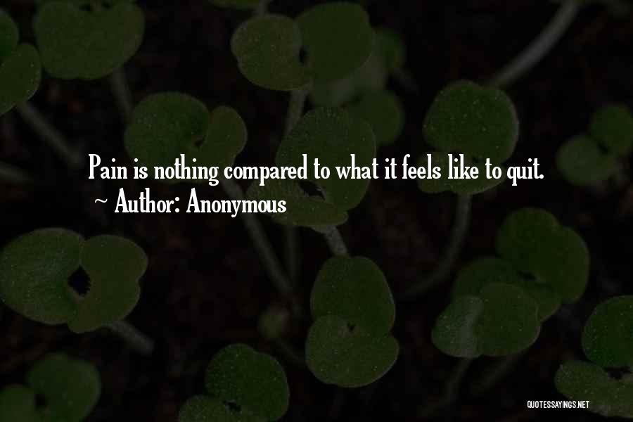 Anonymous Quotes: Pain Is Nothing Compared To What It Feels Like To Quit.