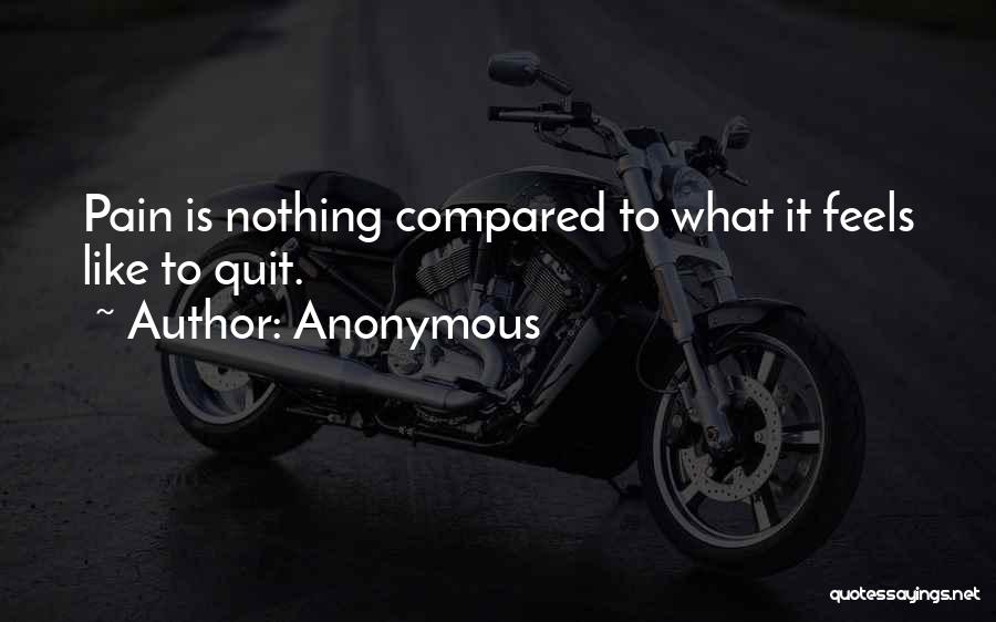 Anonymous Quotes: Pain Is Nothing Compared To What It Feels Like To Quit.