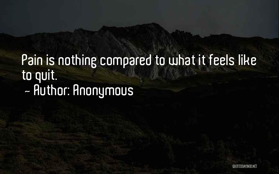 Anonymous Quotes: Pain Is Nothing Compared To What It Feels Like To Quit.