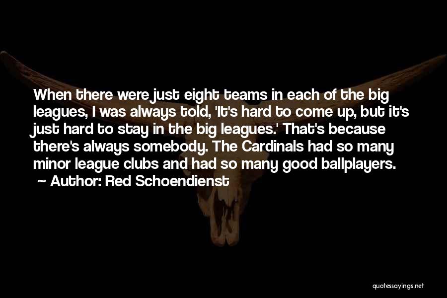 Red Schoendienst Quotes: When There Were Just Eight Teams In Each Of The Big Leagues, I Was Always Told, 'it's Hard To Come