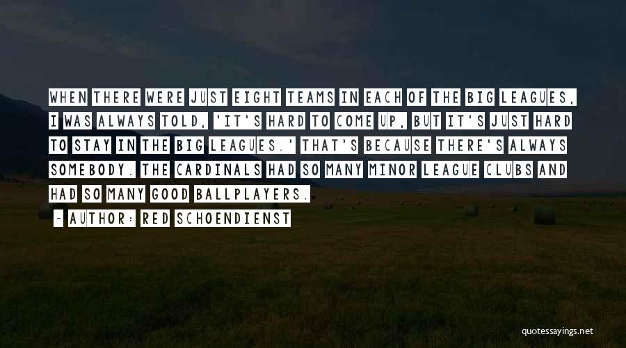 Red Schoendienst Quotes: When There Were Just Eight Teams In Each Of The Big Leagues, I Was Always Told, 'it's Hard To Come