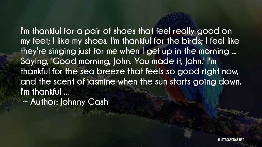 Johnny Cash Quotes: I'm Thankful For A Pair Of Shoes That Feel Really Good On My Feet; I Like My Shoes. I'm Thankful