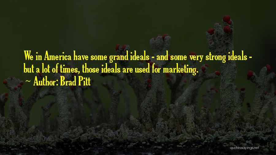 Brad Pitt Quotes: We In America Have Some Grand Ideals - And Some Very Strong Ideals - But A Lot Of Times, Those