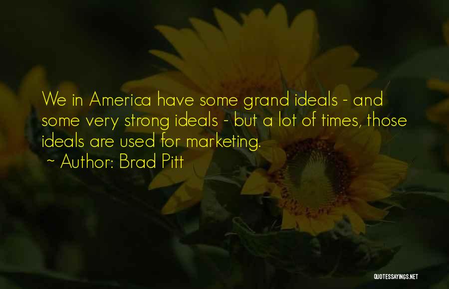 Brad Pitt Quotes: We In America Have Some Grand Ideals - And Some Very Strong Ideals - But A Lot Of Times, Those