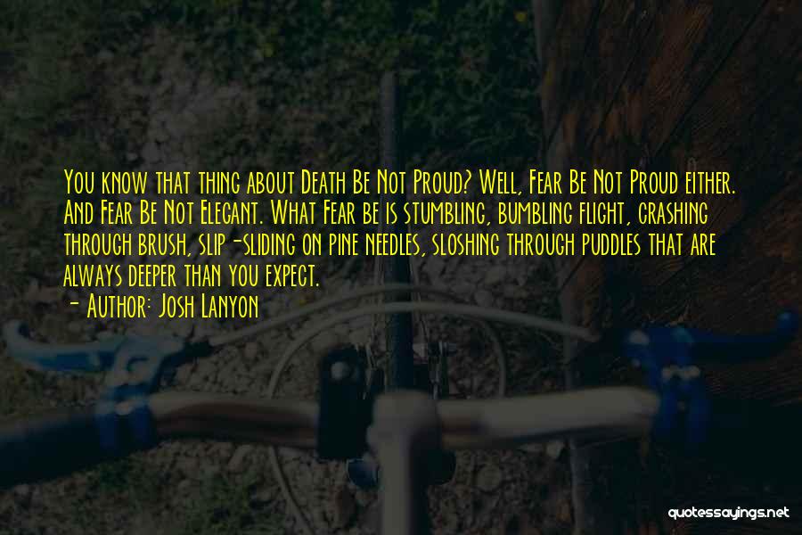 Josh Lanyon Quotes: You Know That Thing About Death Be Not Proud? Well, Fear Be Not Proud Either. And Fear Be Not Elegant.