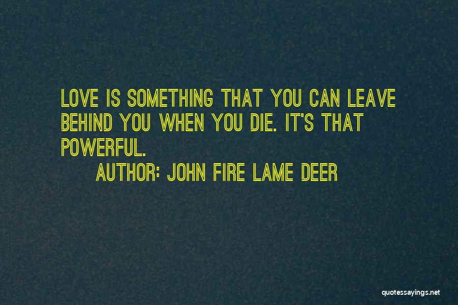 John Fire Lame Deer Quotes: Love Is Something That You Can Leave Behind You When You Die. It's That Powerful.