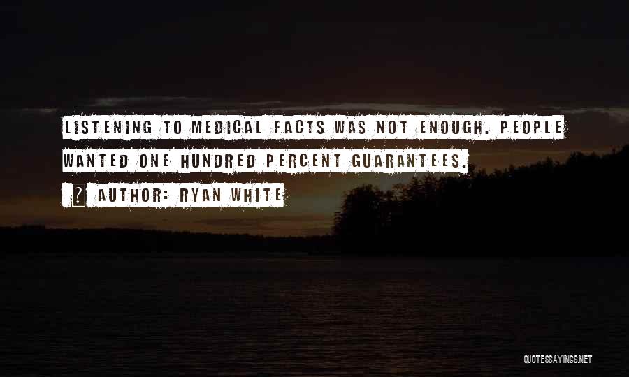 Ryan White Quotes: Listening To Medical Facts Was Not Enough. People Wanted One Hundred Percent Guarantees.