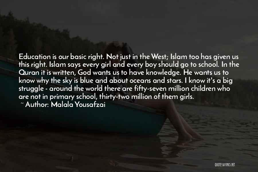 Malala Yousafzai Quotes: Education Is Our Basic Right. Not Just In The West; Islam Too Has Given Us This Right. Islam Says Every