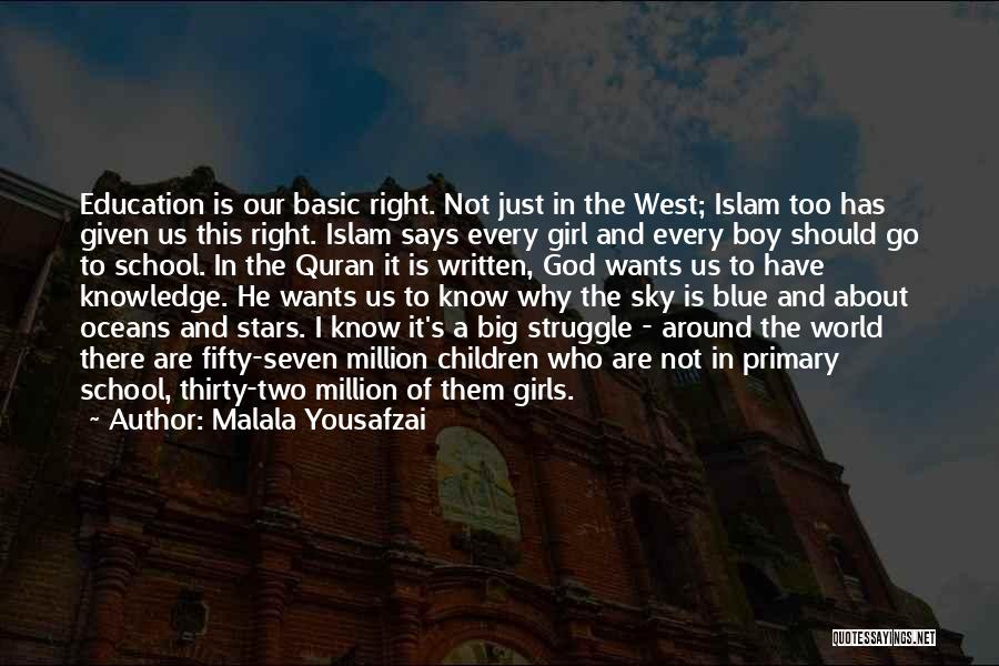 Malala Yousafzai Quotes: Education Is Our Basic Right. Not Just In The West; Islam Too Has Given Us This Right. Islam Says Every