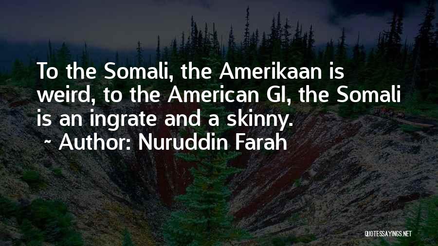 Nuruddin Farah Quotes: To The Somali, The Amerikaan Is Weird, To The American Gi, The Somali Is An Ingrate And A Skinny.