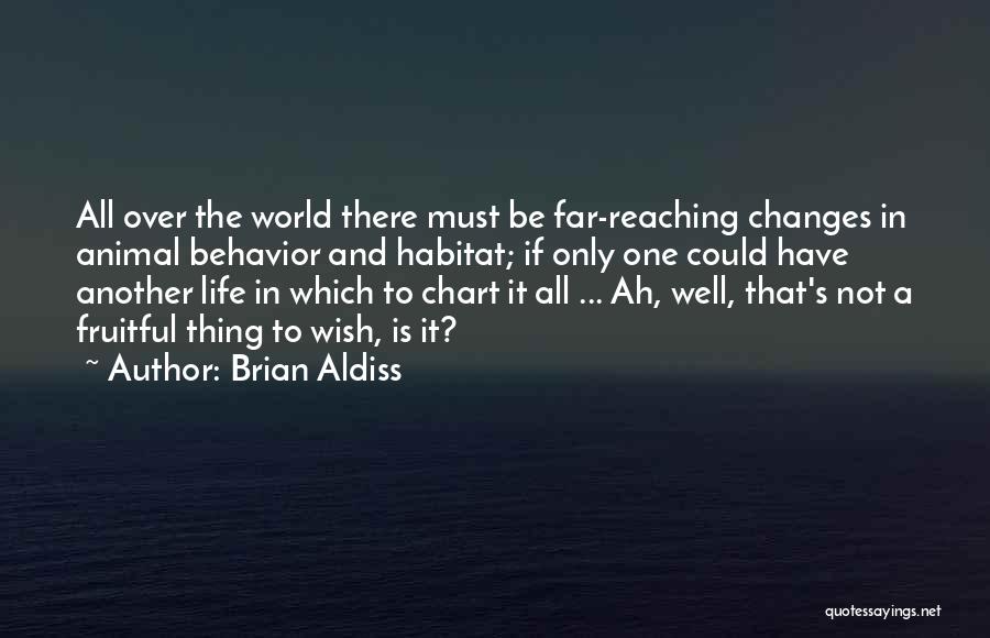 Brian Aldiss Quotes: All Over The World There Must Be Far-reaching Changes In Animal Behavior And Habitat; If Only One Could Have Another