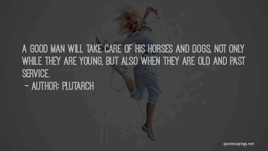 Plutarch Quotes: A Good Man Will Take Care Of His Horses And Dogs, Not Only While They Are Young, But Also When