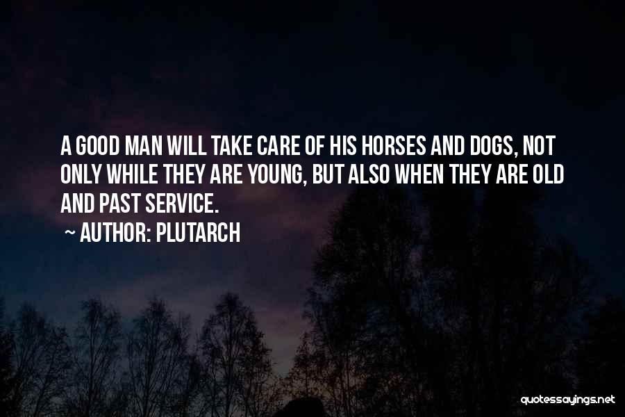 Plutarch Quotes: A Good Man Will Take Care Of His Horses And Dogs, Not Only While They Are Young, But Also When