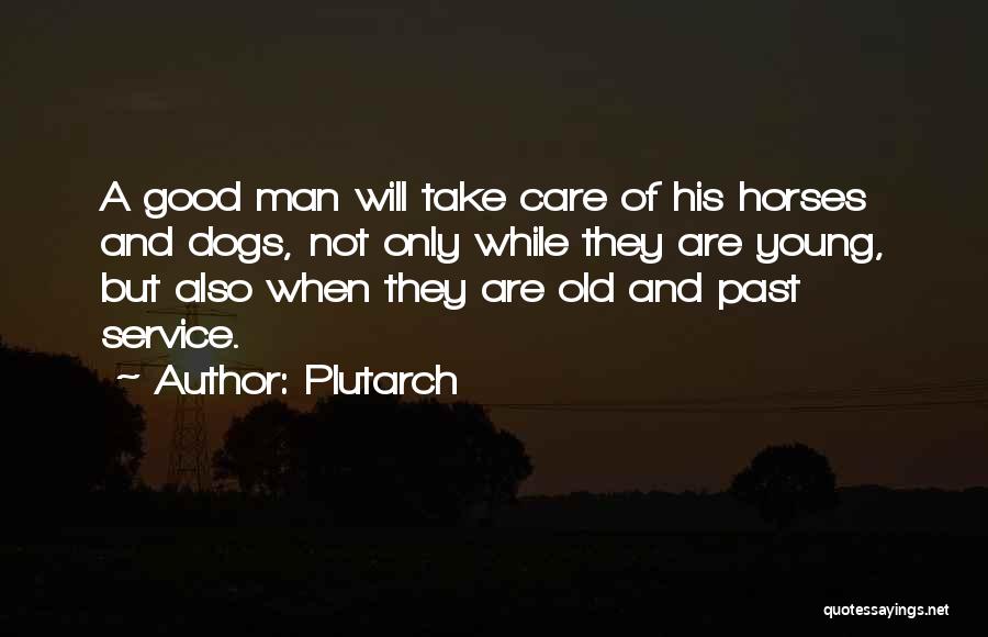 Plutarch Quotes: A Good Man Will Take Care Of His Horses And Dogs, Not Only While They Are Young, But Also When