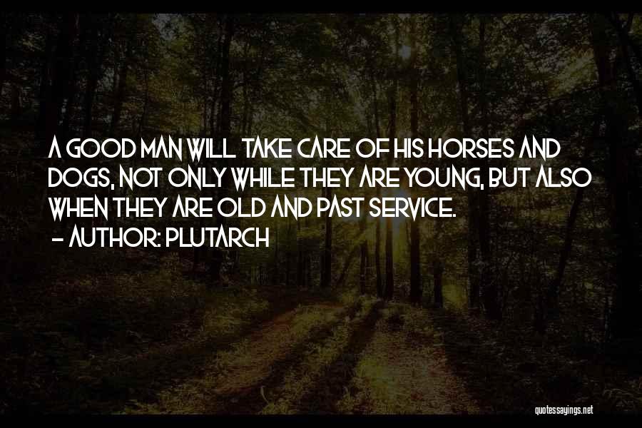 Plutarch Quotes: A Good Man Will Take Care Of His Horses And Dogs, Not Only While They Are Young, But Also When