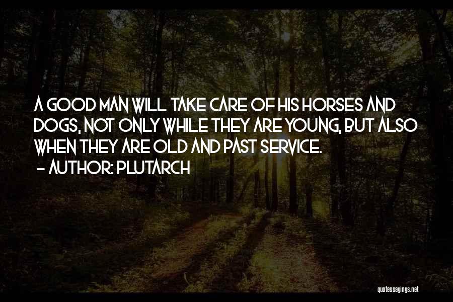 Plutarch Quotes: A Good Man Will Take Care Of His Horses And Dogs, Not Only While They Are Young, But Also When