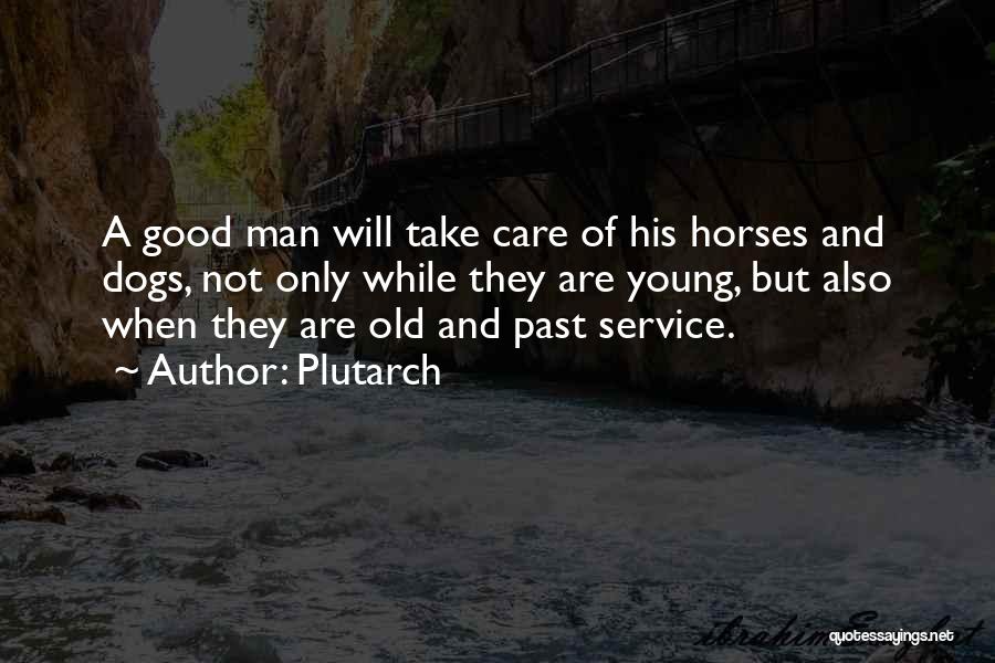 Plutarch Quotes: A Good Man Will Take Care Of His Horses And Dogs, Not Only While They Are Young, But Also When