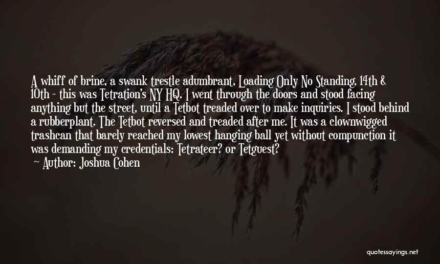 Joshua Cohen Quotes: A Whiff Of Brine, A Swank Trestle Adumbrant, Loading Only No Standing, 14th & 10th - This Was Tetration's Ny