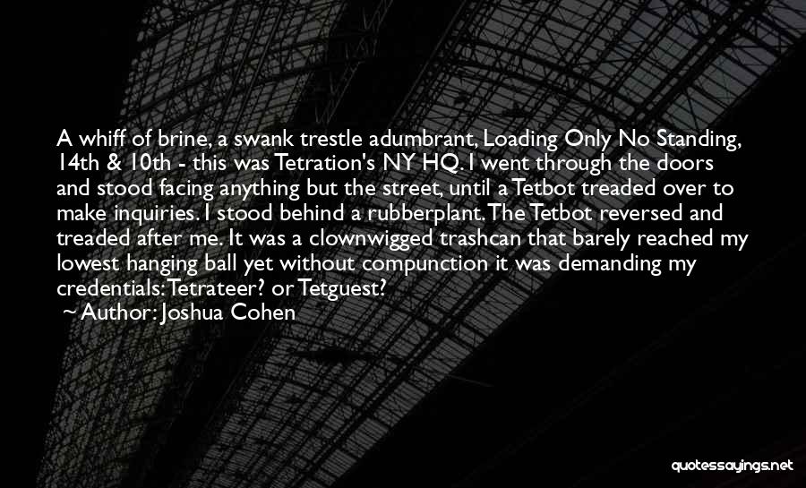 Joshua Cohen Quotes: A Whiff Of Brine, A Swank Trestle Adumbrant, Loading Only No Standing, 14th & 10th - This Was Tetration's Ny