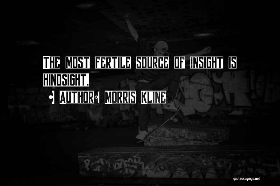 Morris Kline Quotes: The Most Fertile Source Of Insight Is Hindsight.